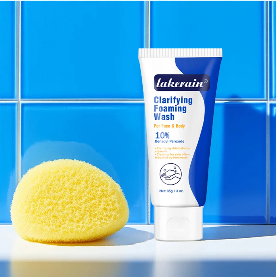 Lavage moussant contre l'acné, peroxyde de benzoyl, 10% Maximum antimicrobie, contrôle de l'huile, réduit les rougeurs, nettoyage en profondeur pour les soins de la peau du visage et du corps