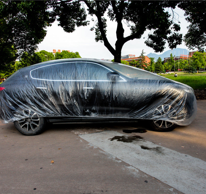 Housse de protection jetable pour vêtements de voiture, protection solaire GM, anti-pluie et anti-poussière, couverture complète simple en plastique transparent
