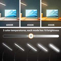 Adjustable flexible gooseneck LED desk lamp, eye-friendly desk lamp, stepless dimming, home office
