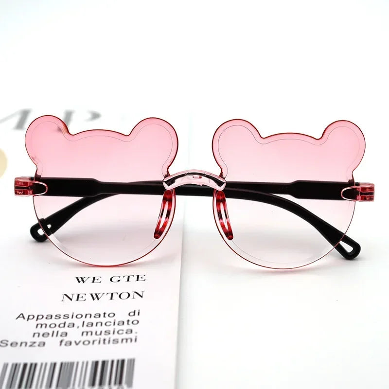 Lunettes de soleil pour enfants en forme d'ours lunettes pour enfants dessin animé sans monture UV400 lunettes pour enfants en plein air Anti-éblouissement filles garçons lunettes de soleil