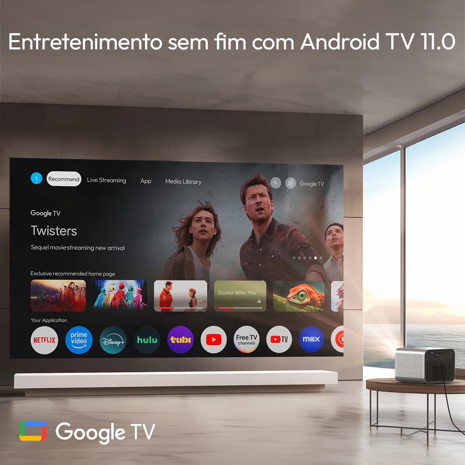 BYINTEK R90 Max Full HD 1080P projecteur 4K DLP 2200 ANSI Lumens Android TV 11.0 3D 4K pris en charge projecteur de cinéma maison intelligent