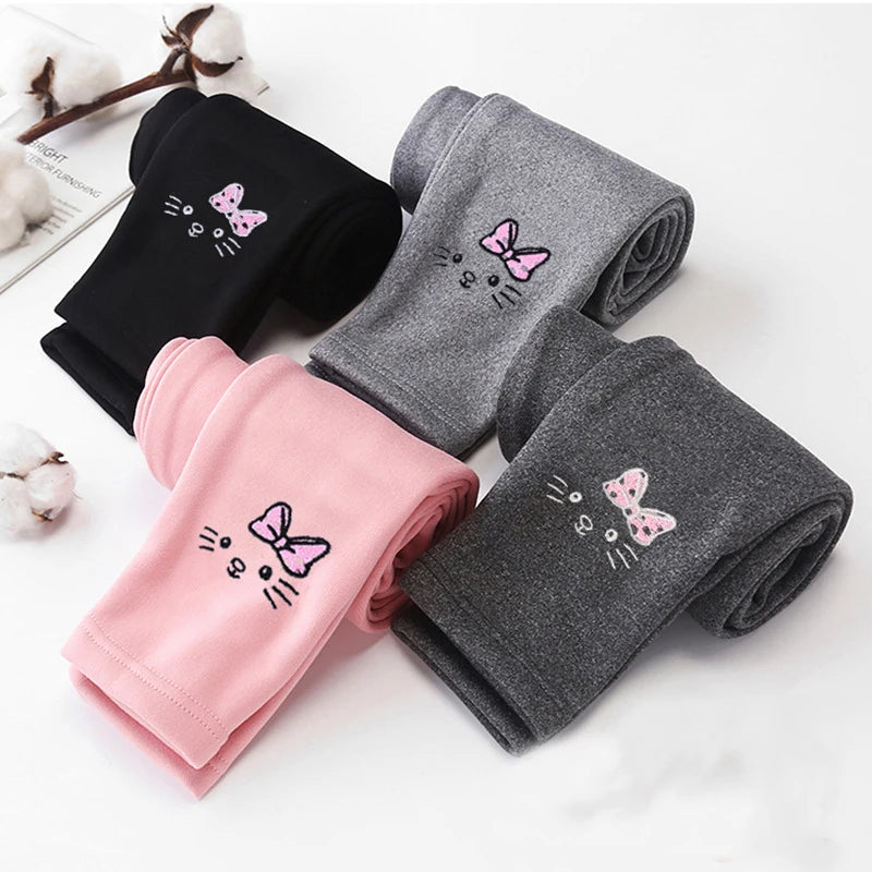 Thick and warm velvet leggings for girls aged 2 to 8 years, tights with a knee-length hem, for children, autumn and winter