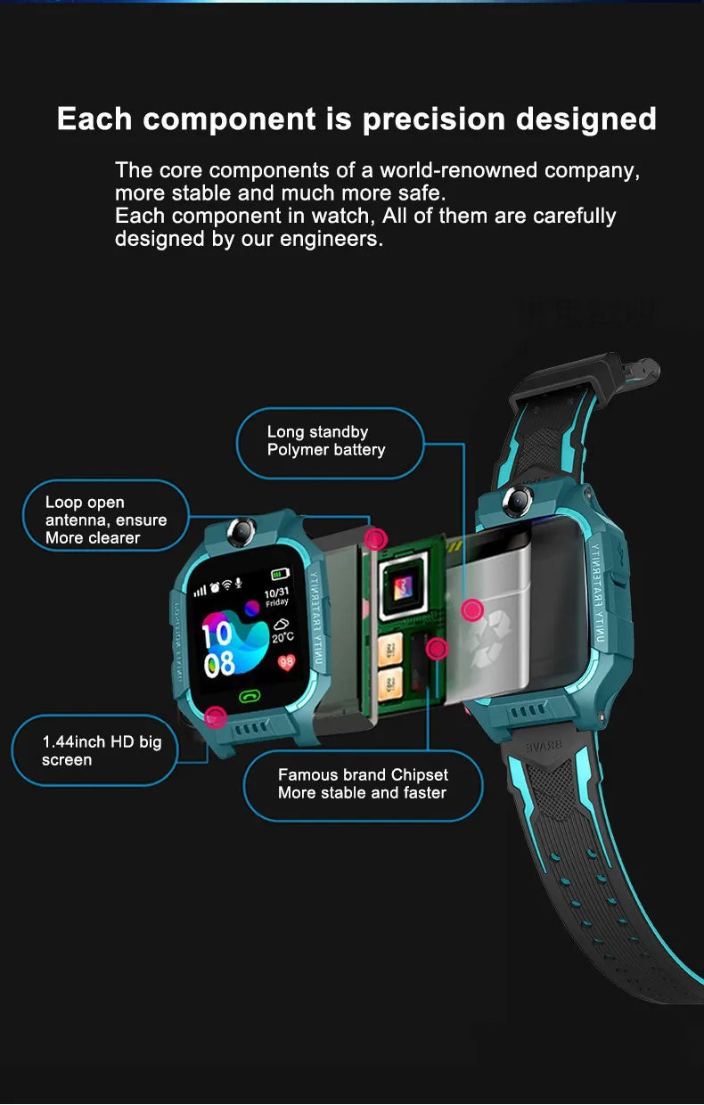 Q19B enfants montre intelligente SOS appel téléphonique localisation Tracker Anti-perte caméra écran tactile étanche étudiant montre-bracelet