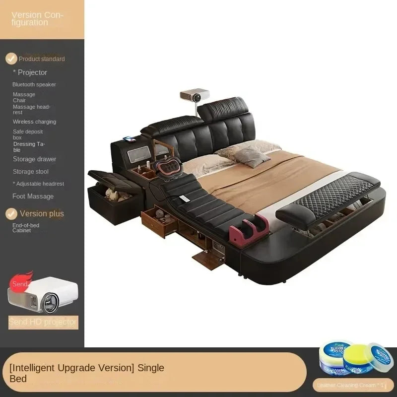 Lit Double moderne filles Design chambre intelligente reine King Size lit beauté dormir princesse cuir Cama salon Suite meubles