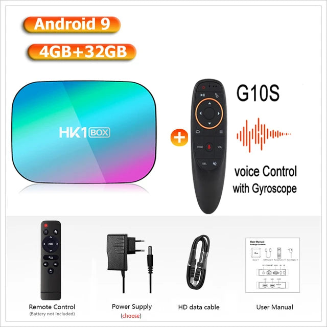 Boîtier TV intelligent Android 9.0 4K 100m 1080P HK1 boîtier amlogic S905X3 double WiFi 4GB RAM 32GB 64GB ROM HK1BOX décodeur