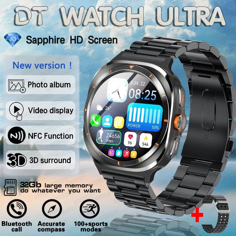2025 nouvelle montre DT 7 montre Ultra intelligente hommes 32GB mémoire vidéo GPS NFC 47mm AMOLED Fitness sport Tracker santé montres intelligentes femmes