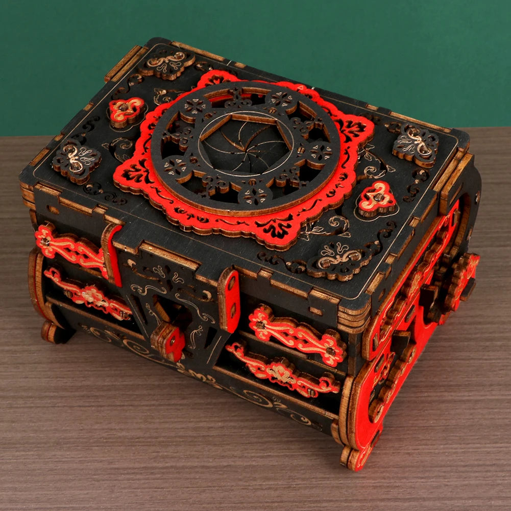 Boîte de rangement vintage en bois sculpté pour femme, puzzle 3D, boîte à bijoux classique, exquis, cadeau d'anniversaire, cadeau de Noël
