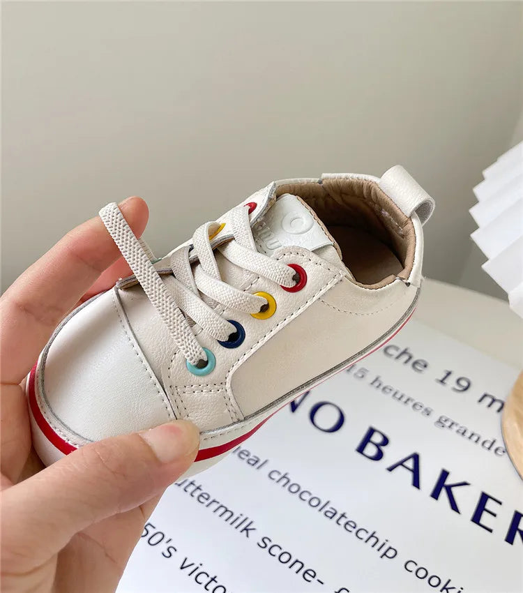 Chaussures en cuir pour bébés garçons et filles, baskets pieds nus à semelle souple, Tennis en plein air, à la mode, nouvelle collection printemps/automne 2024