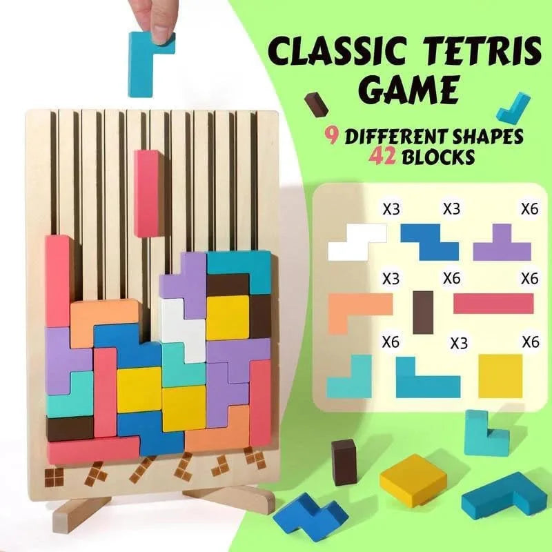 Puzzle en bois, jeu d'empilage pour activité de rassemblement familial, casse-tête STEM pour enfants et adultes, éducatif sensoriel Montessori