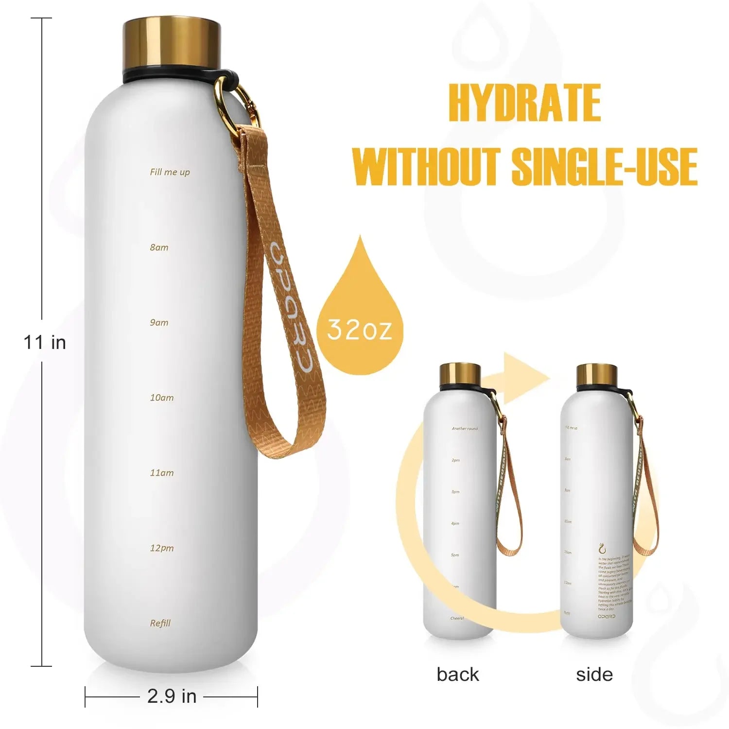 Nouveau 1L bouteille d'eau avec timbre de temps sans BPA réutilisable Fitness Sports voyage en plein air étanche tasse d'eau bouilloire givrée