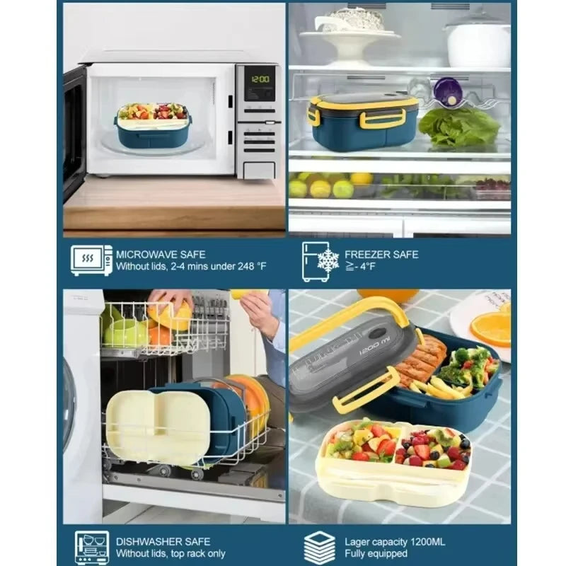 Boîte à déjeuner mignonne pour enfants, compartiments pour micro-ondes, Bento, école, Camping en plein air, pique-nique, récipient alimentaire Portable