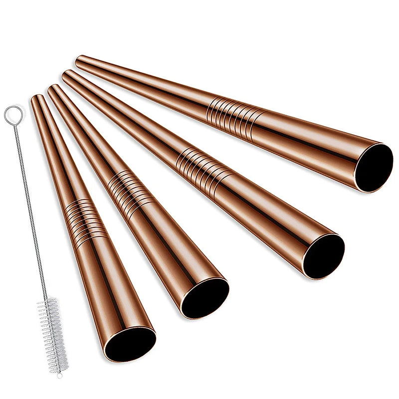 FAIS DU 4 pièces 12mm paille réutilisable en acier inoxydable 304 avec brosse de nettoyage pour un sorter facile des smoothies épais et des Milkshakes