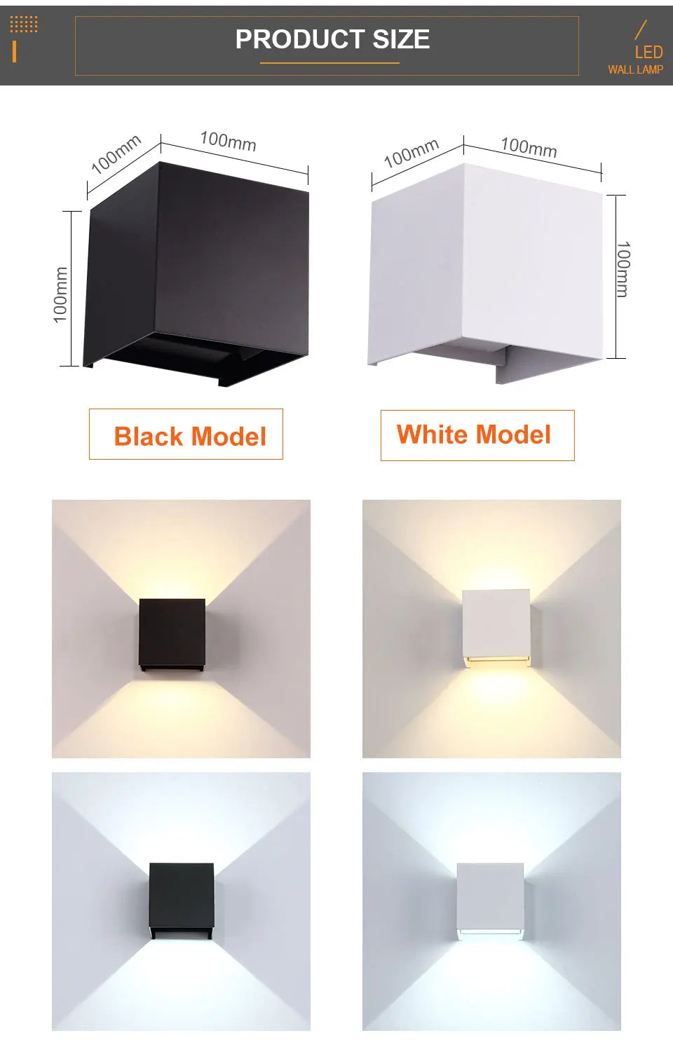 LED 6 W/12 W extérieur étanche IP65 applique murale porche jardin applique et intérieur chambre salon décoration éclairage lampe