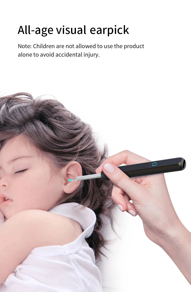 NE3 nettoyeur d'oreilles outil de retrait de cire d'oreille de haute précision avec caméra LED Otoscope sans fil Kit de nettoyage d'oreille intelligent meilleur cadeau
