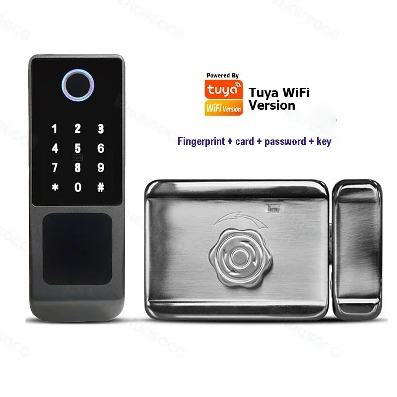 Serrure de porte intelligente électronique sans clé, serrure à empreintes digitales, étanche, Tuya, télécommande WiFi, Bluetooth, carte d'application TTLock, code numérique