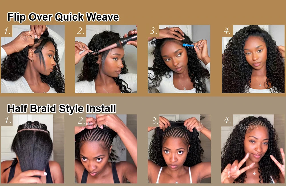 Demi-perruque cheveux humains crépus bouclés sans colle perruque cheveux humains prêt à porter 3 en 1 demi perruque avec cordon 250 densité bouclée demi-perruque