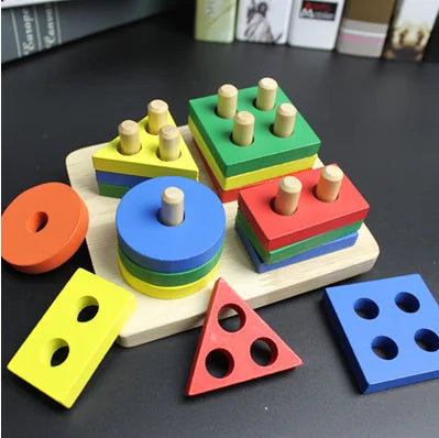 Puzzle Montessori pour enfants de 1 à 3 ans jouets en bois blocs de construction apprentissage document forme match
