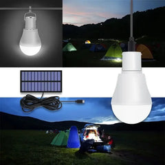 LED solar lamp, waterproof outdoor bulb, portable solar garden hanging hiking fishing emergency lights