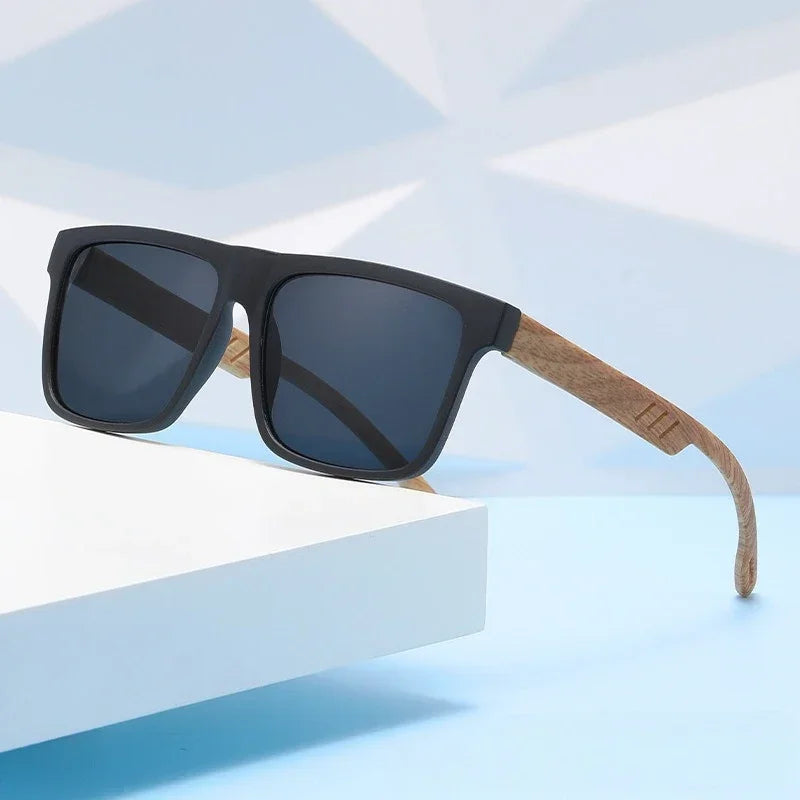 Lunettes de soleil en bois de bambou pour hommes et femmes, Vintage, Protection UV400, unisexe, monture carrée, nuances de conduite