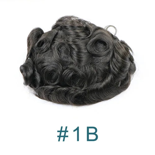 100% cheveux humains hommes toupet naissance des cheveux naturelle pleine peau Pu Base Durable mince 0.1mm hommes perruques unité de remplacement prothèse capillaire