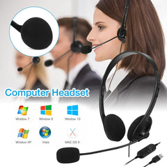 Casque USB avec microphone, réduction du bruit, pour appels sur ordinateur, chat, centre d'appels, casque de service