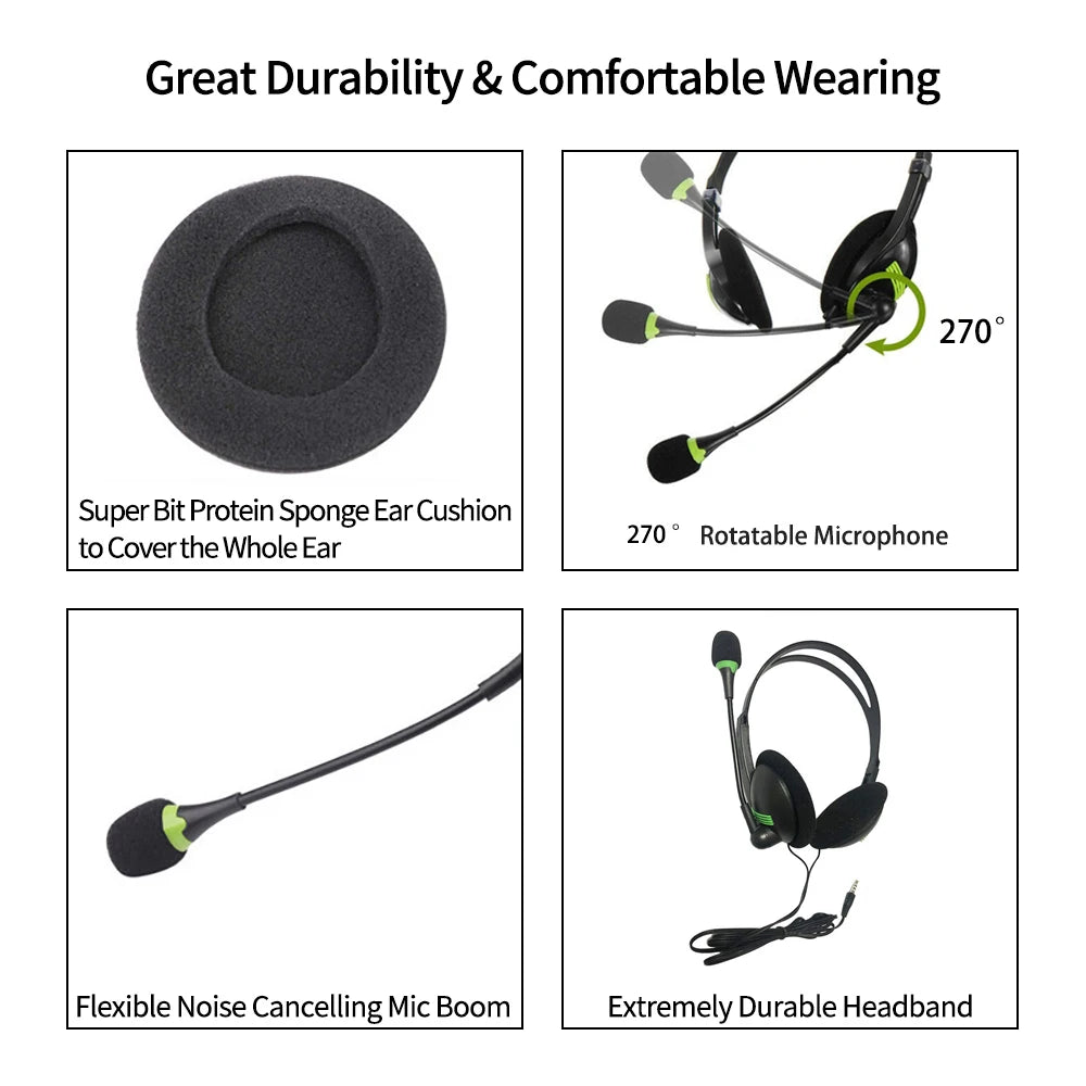 Casque USB avec microphone antibruit et contrôle du volume filaire 3.5mm casque téléphonique pour ordinateur portable PC Call Center Office