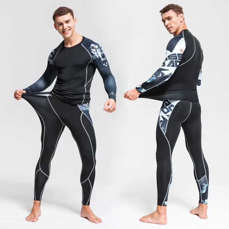 New Men's Thermal Underwear Sets, Compression Sports Suit, Sweat-Wicking, Quick-Drying Thermal Underwear, Men's Long Johns Sets