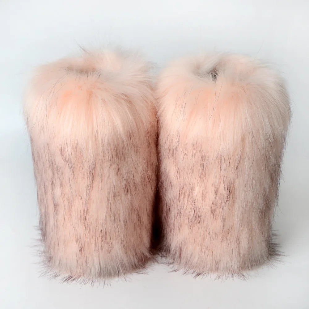 Bottes de neige d'hiver pour femmes en plein air de luxe fourrure fausse fourrure de renard bottes femme en peluche chaud plate-forme chaussures nouvelle mode Bottes grande taille 46