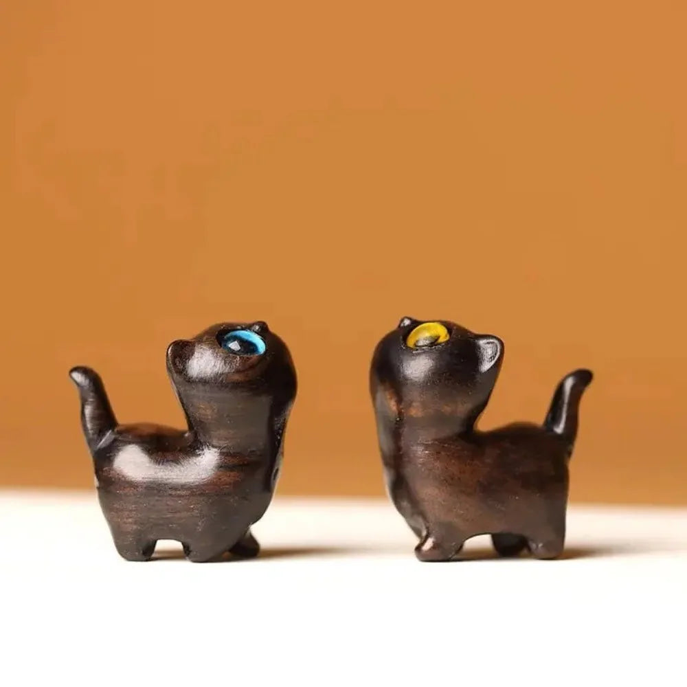 Cute handcrafted kitten figurine, miniature wooden cat, home decoration, cat event sculpture, souvenirs, home decor, ornament figurines