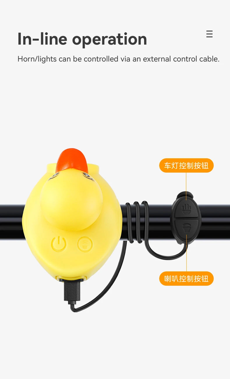 Lumière de vélo pour enfants, équitation de nuit, petit canard jaune, sonnette pour enfants, lampe de poche, phare de vélo pour cyclisme, lampe avant de vélo