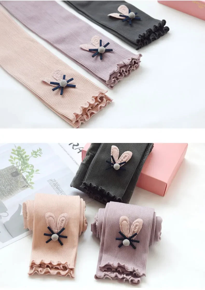 Girls' cotton leggings with elastic waistband, cute pants for babies and children, autumn and spring collection