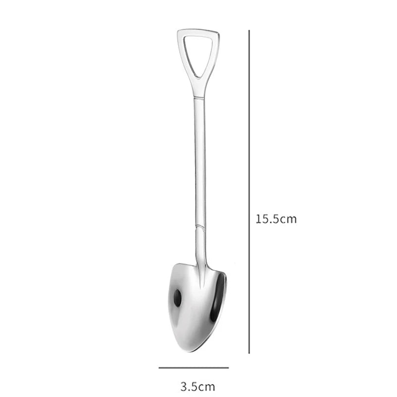 Set of 4 stainless steel scoop and pointed spoons, coffee spoon, tea spoon, ice cream spoon, dessert spoon, cutlery, dinnerware set, kitchen tools