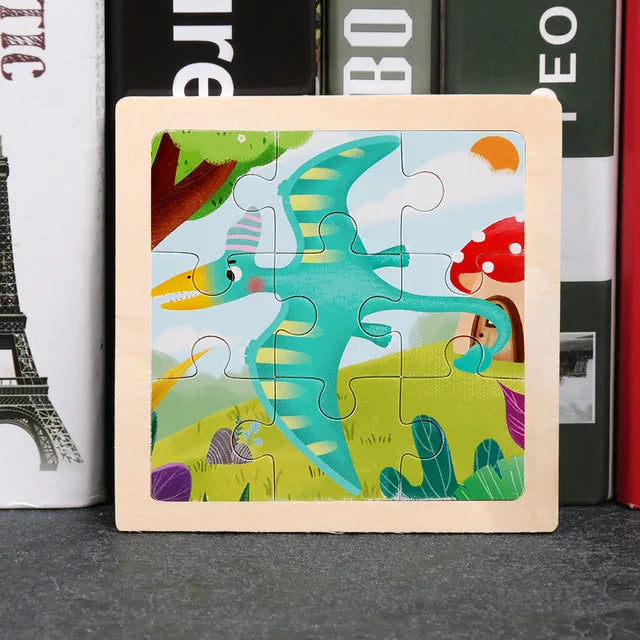 Puzzle en bois de petite taille, jouets Montessori pour bébé, jeu de société 3D, jouets éducatifs, cadeau pour enfants, 9 pièces