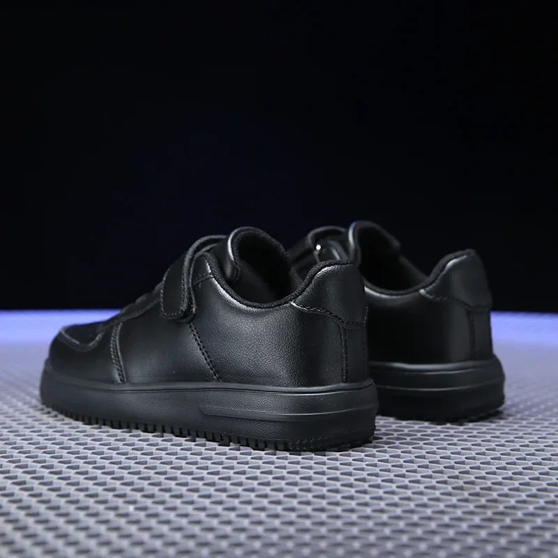 Chaussures noires pour enfants, baskets de sport en cuir pour garçons de 6 à 12 ans, décontractées, de Tennis, nouvelle collection 2024