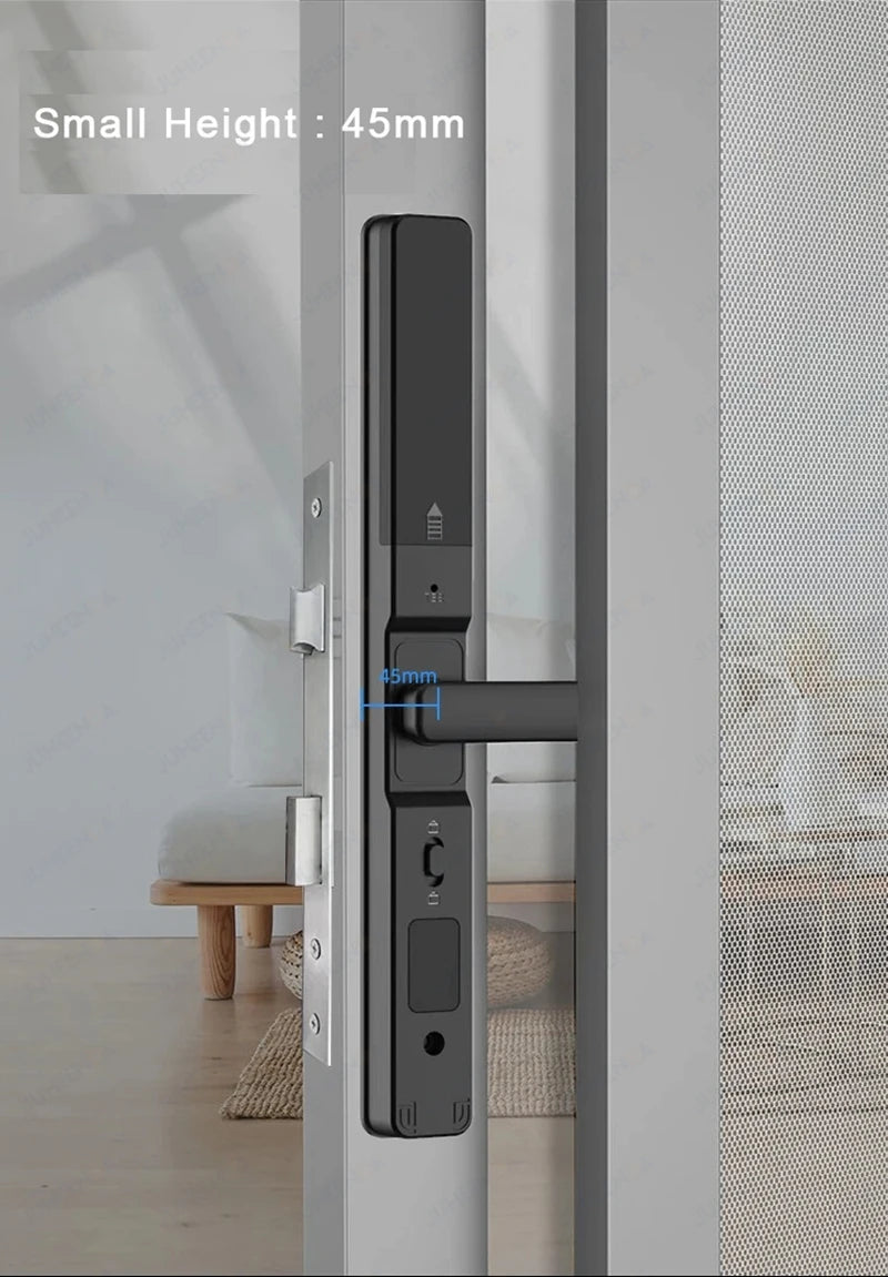 Serrure intelligente pour porte coulissante étanche, application TTLock Alexa, Code numérique par empreinte digitale, carte RFID, Anti-serrure électronique en verre d'aluminium