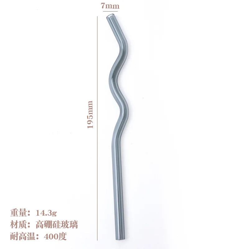 Pailles en Verre Réutilisables Ondulées Colorées Transparentes, Tube à Haute Teneur en Borosilicate, pour ix, Bar