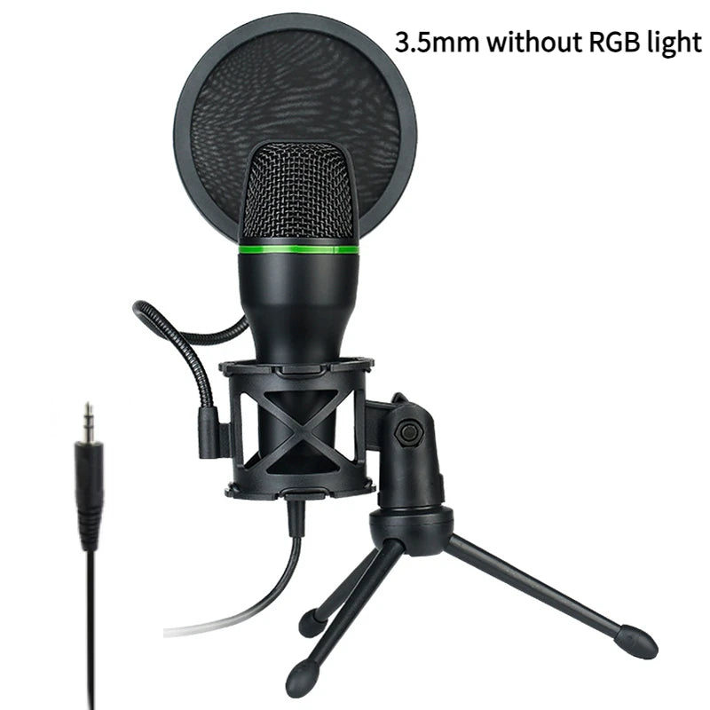 Microphone filaire à condensateur USB, 3.5mm, pour PC, ordinateur portable, jeu, Podcast, Studio, professionnel, Anti-soufflage, pour bureau