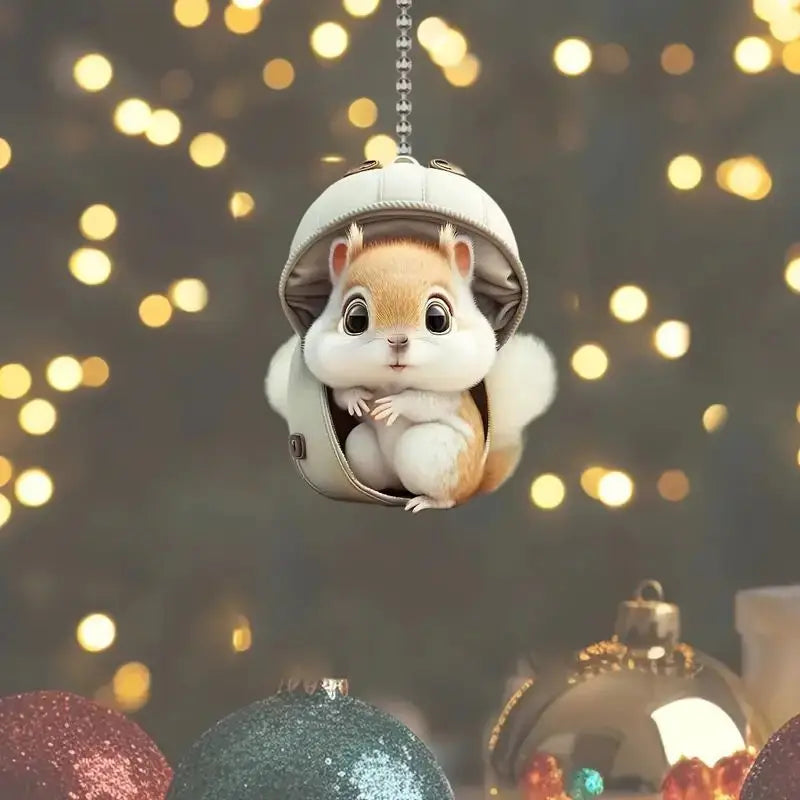 Modern Christmas decoration for home, car pendant, Christmas tree ornament, funny 2D acrylic cat ornament