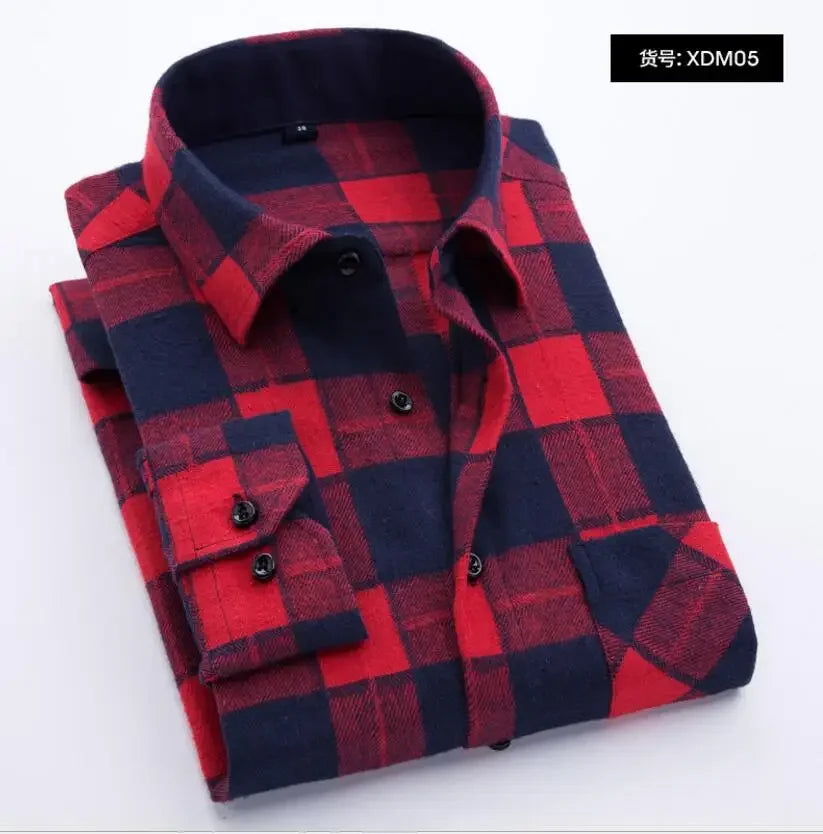 Chemise décontractée en coton à carreaux pour hommes, chemise habillée en glouton, manches longues, coupe couvertes, mode printemps et automne, 2025