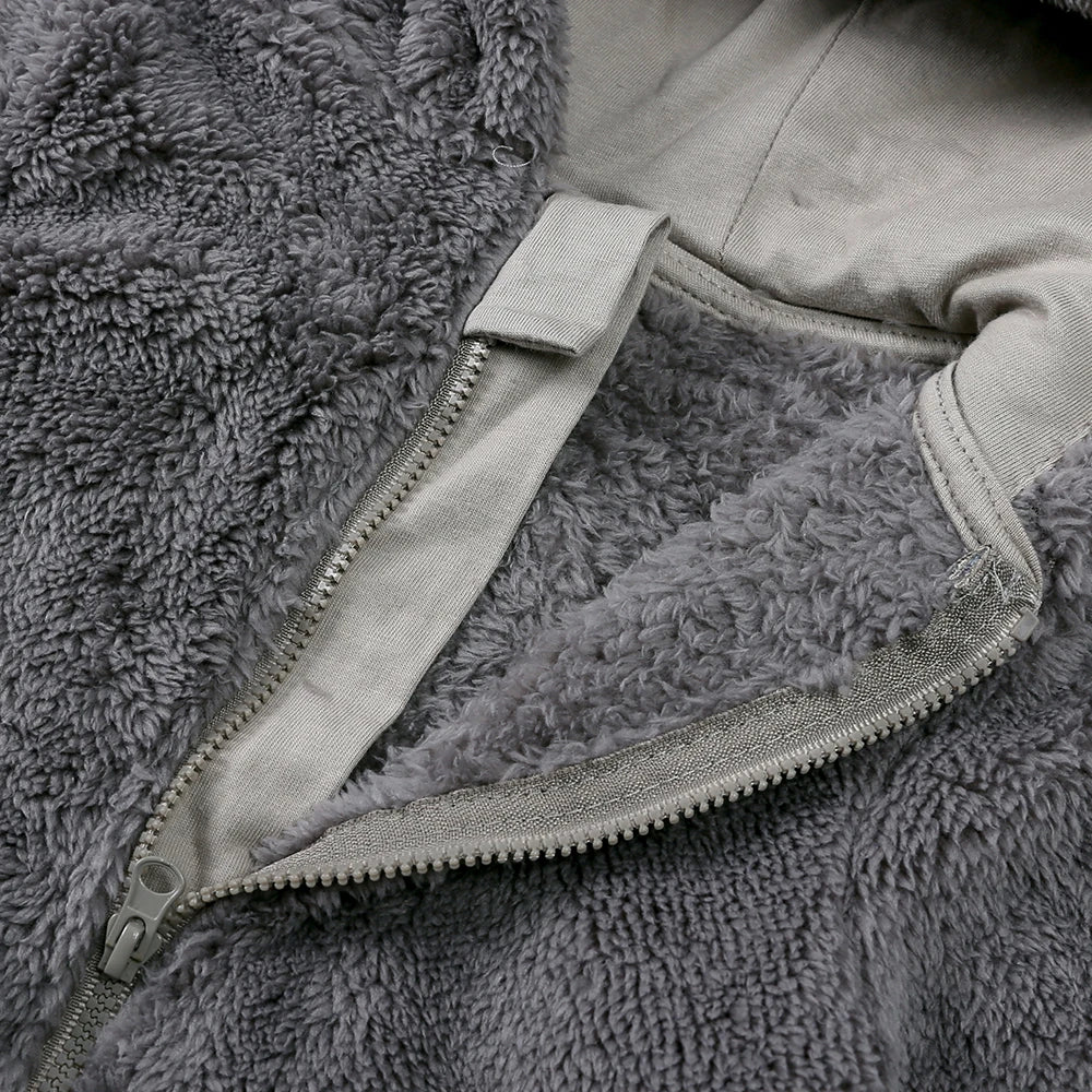 Barboteuse pour bébé de 0 à 24 mois, vêtements d'hiver pour nouveau-né, garçon et fille, body à fermeture éclair, ours en polaire, pyjama à capuche