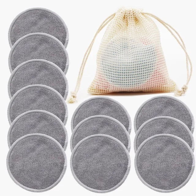 Tampons de coton réutilisables, tampons démaquillants ronds lavables en bambou, tampons d'allaitement en tissu, outil de soins de la peau, nettoyage de la peau, 12 pièces