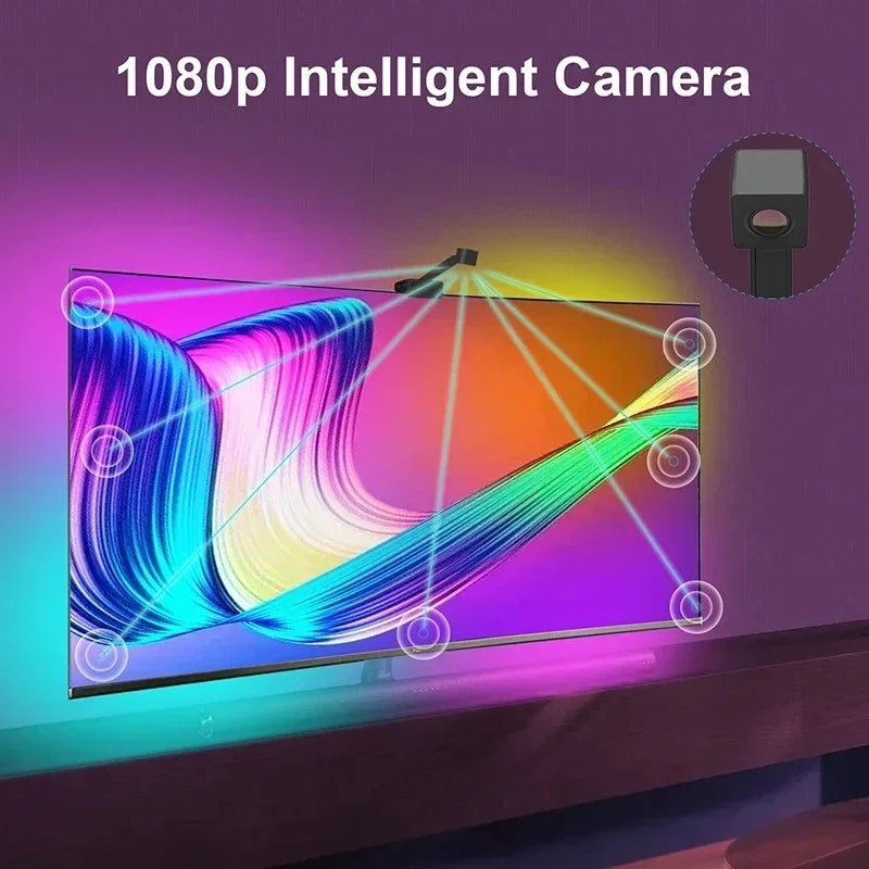 Rétro-éclairage Led pour télévision intelligente, avec caméra, 5V, Usb, Rgbic, écran de télévision synchrone, Ambilight, 3.8M, 5M, télécommande avec application pour salle de jeux