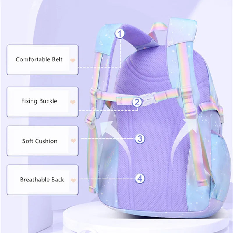 Sac à dos pour enfants pour filles, sacs d'école pour collégiens, sac de livre étanche de grande capacité pour élèves du primaire