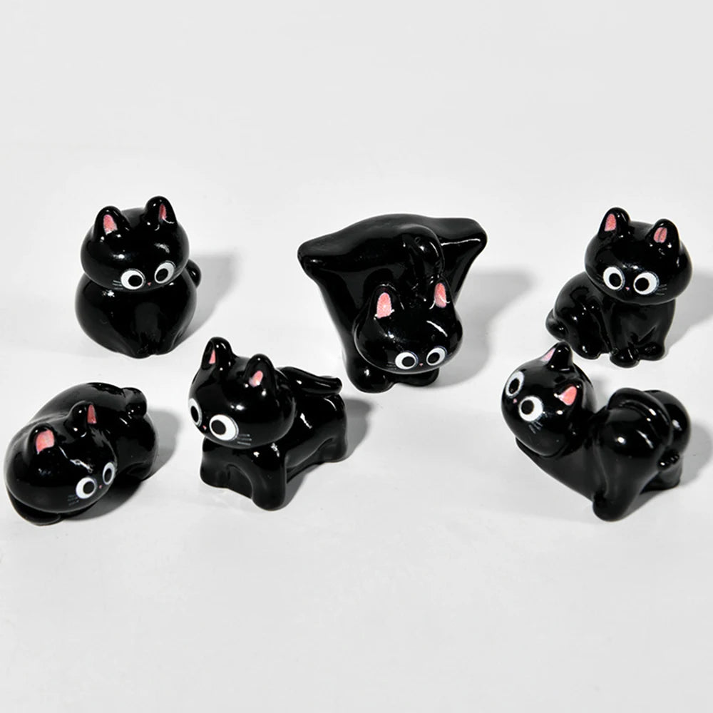Cartoon resin cat figurine, mini kitten, tilted head, home decorations, small creative figurines for car and desk mounting