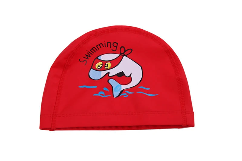 Bonnet de bain imperméable en tissu PU pour enfants, mignon, Animal de dessin animé, dauphin, protège les oreilles, cheveux longs, pour garçons et filles