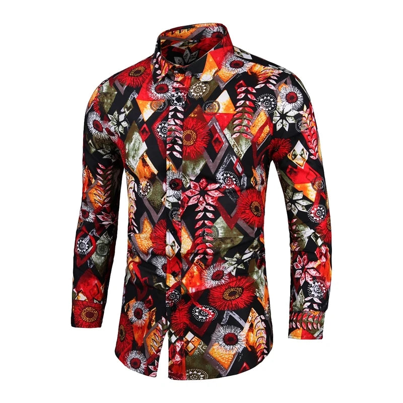 Chemise Slim Zones Me pour hommes, tenues florales, streetwear vintage, style chinois, chemises provoqué à manches longues, chemisiers pour hommes, 2022