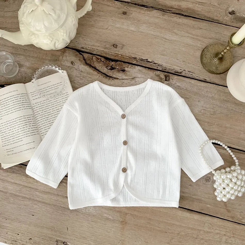 Veste d'été légère à manches longues pour enfants, vêtements pour tout-petits, cardigan solide pour documents, vêtements décontractés coréens pour bébés garçons et filles