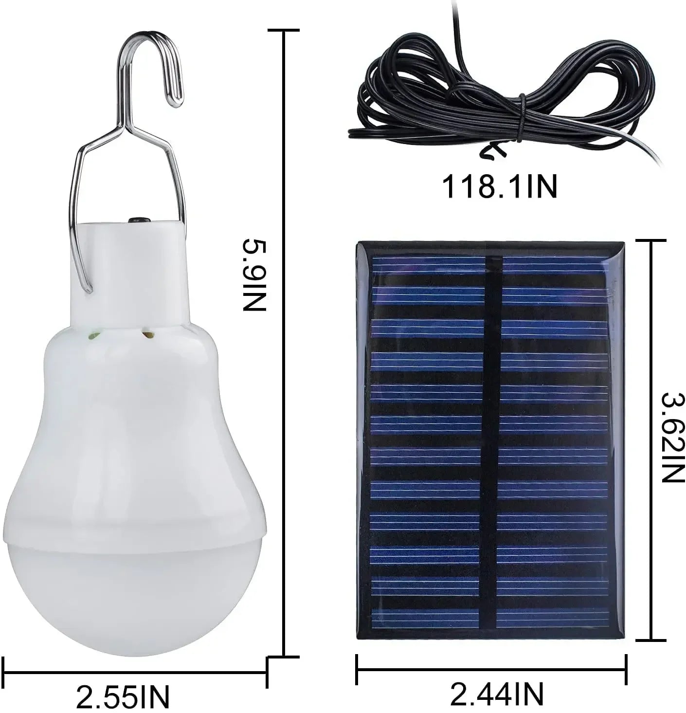 LED solar lamp, waterproof outdoor bulb, portable solar garden hanging hiking fishing emergency lights
