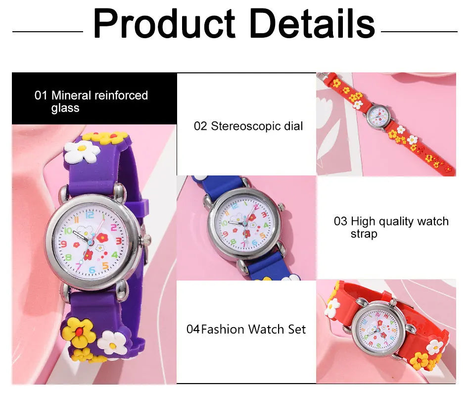 Nouveaux enfants montres dessin animé montres rose Silicone Quartz montre-bracelet cadeau d'anniversaire fille garçon enfants temps d'étude fille montre Reloj