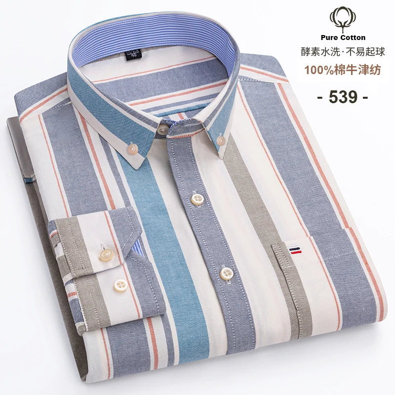 2024 mode hommes travail affaires marque Chemise hommes Plaid coton tenue décontractée chemises coupe ajustée à manches longues boutonné Chemise Homme